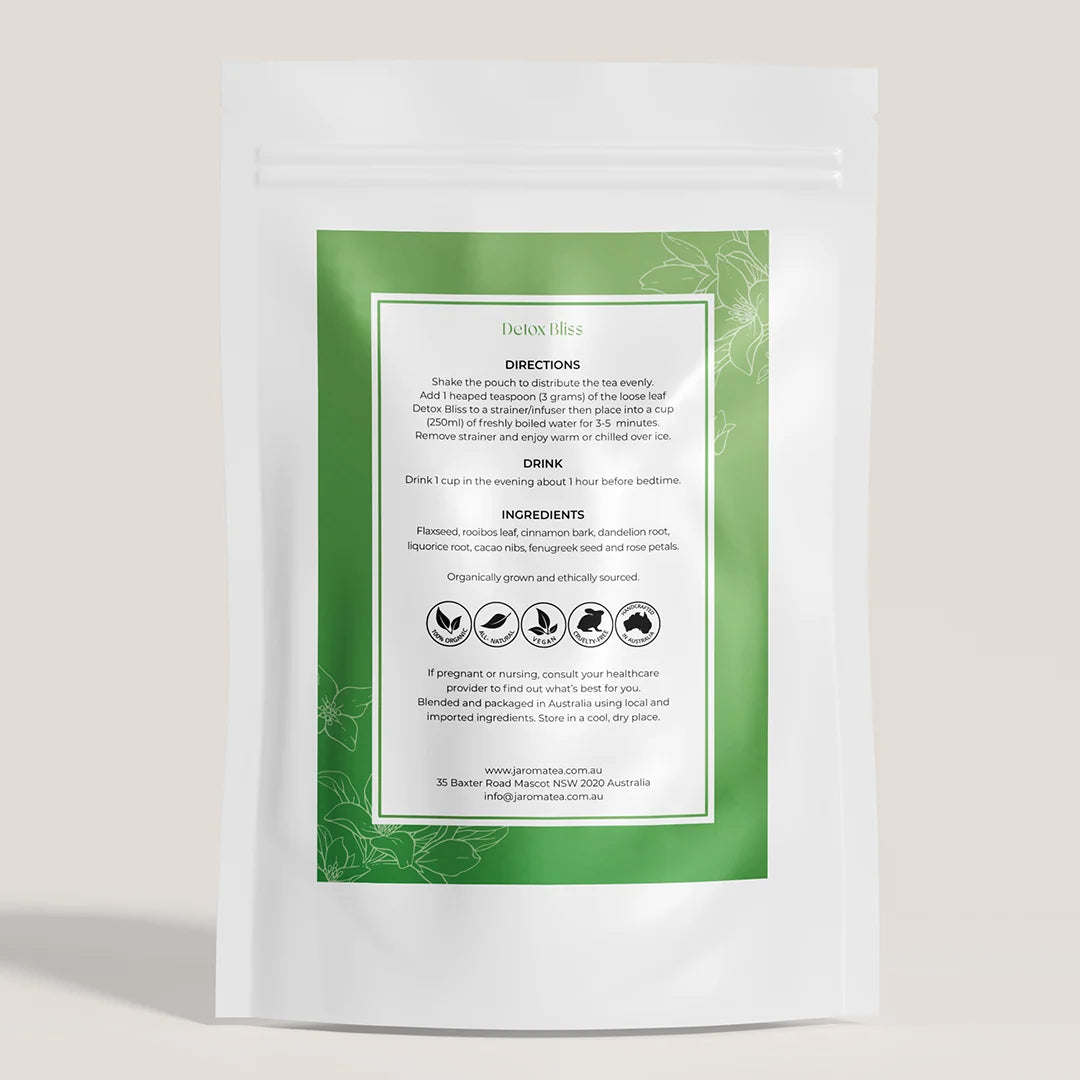 jaroma Colon Cleanse in branded package with green and white colours with white background, back of the packaging.