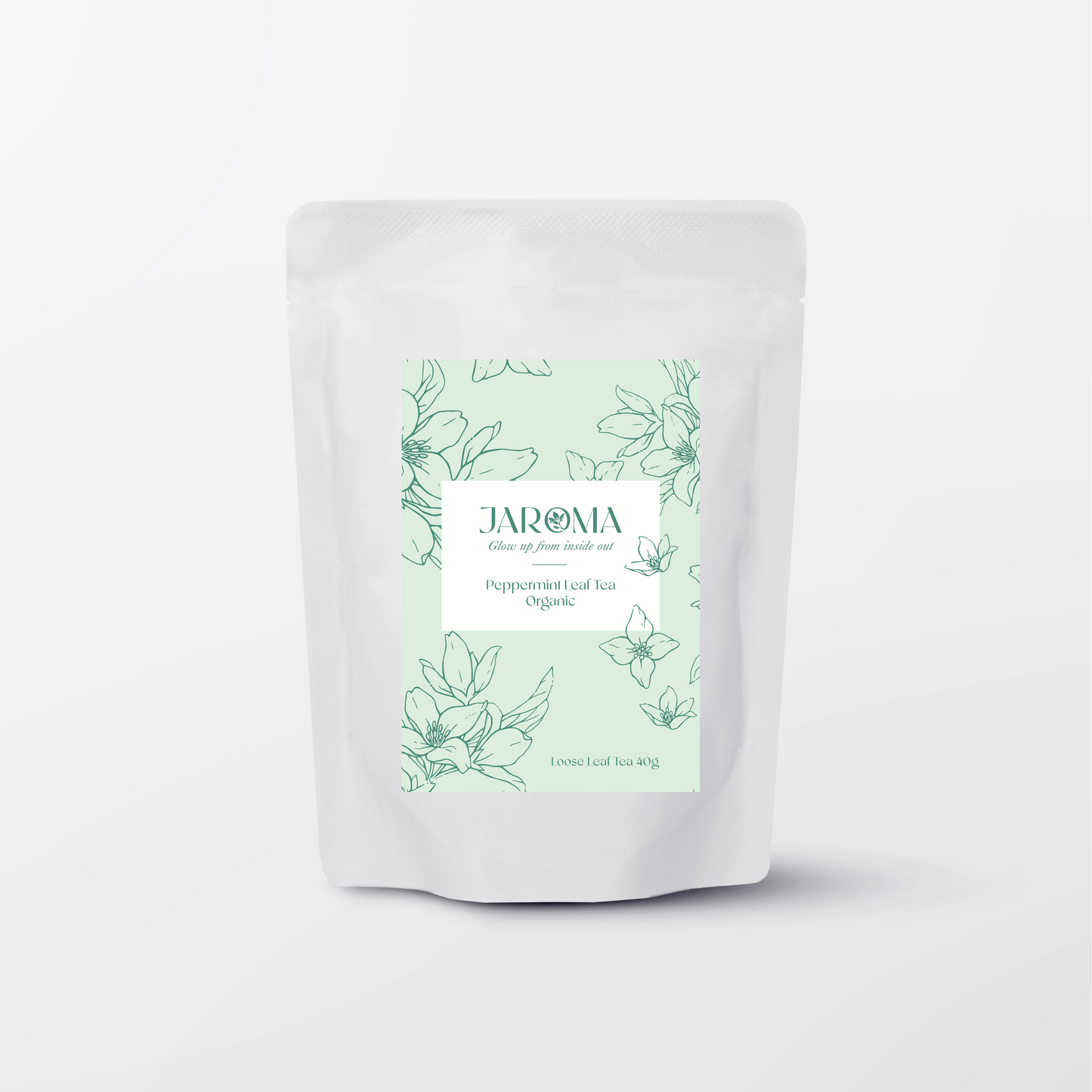 Jaroma Peppermint Tea in pale mint pouch – 100% organic peppermint leaf for digestion and refreshment