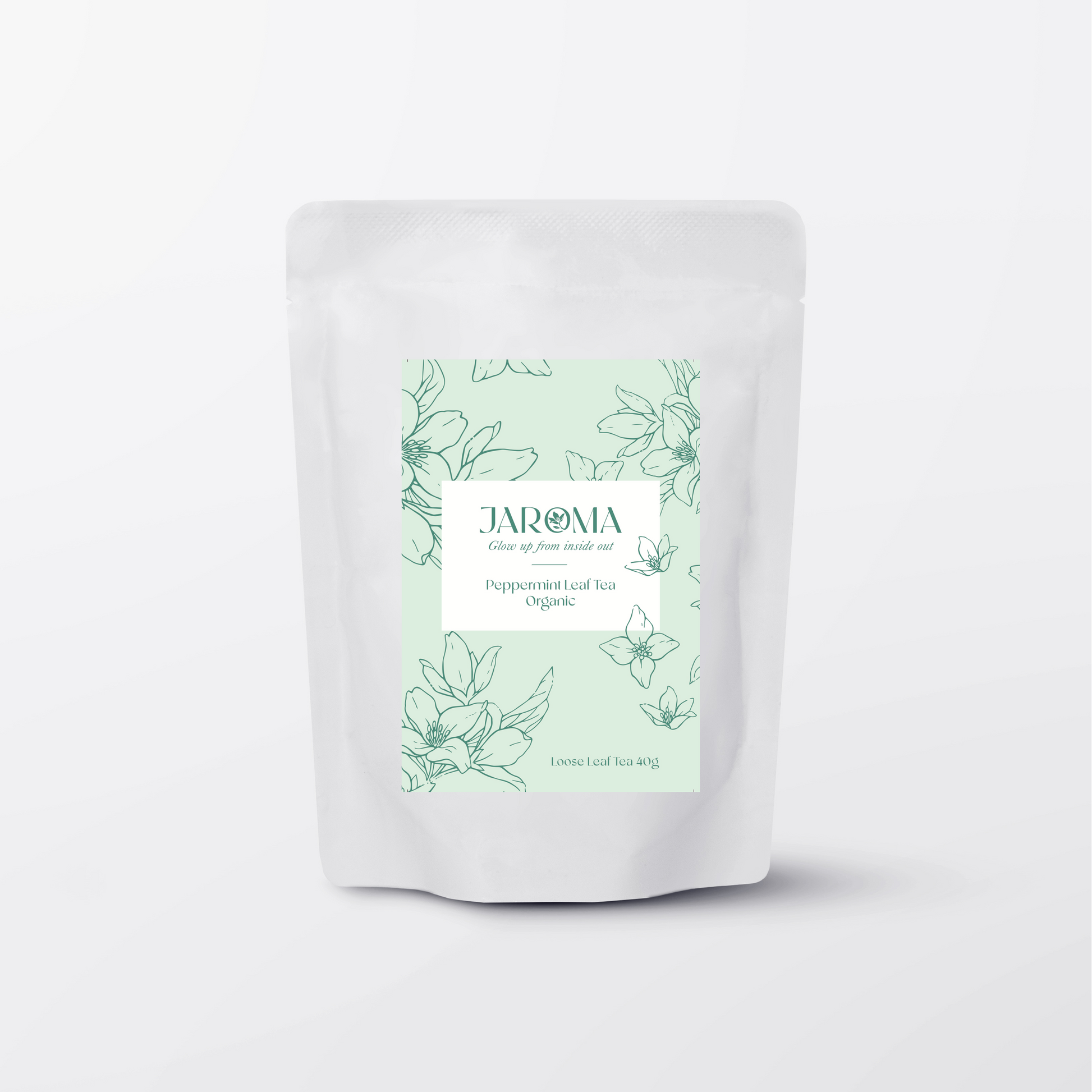 Jaroma Peppermint Tea in pale mint pouch – 100% organic peppermint leaf for digestion and refreshment